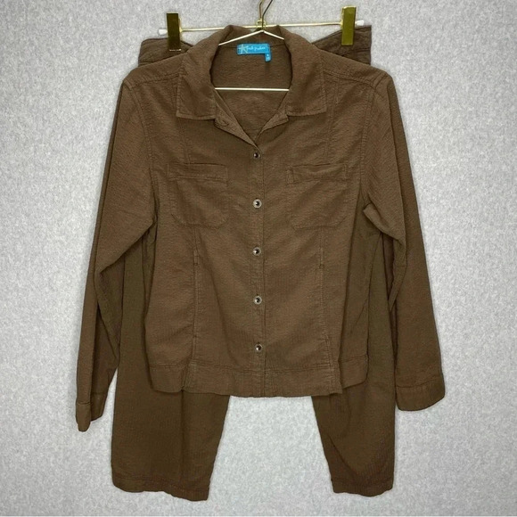 Fresh Produce Lagenlook Y2K Brown Gauzy Cotton Lounge Set - Picture 1 of 8